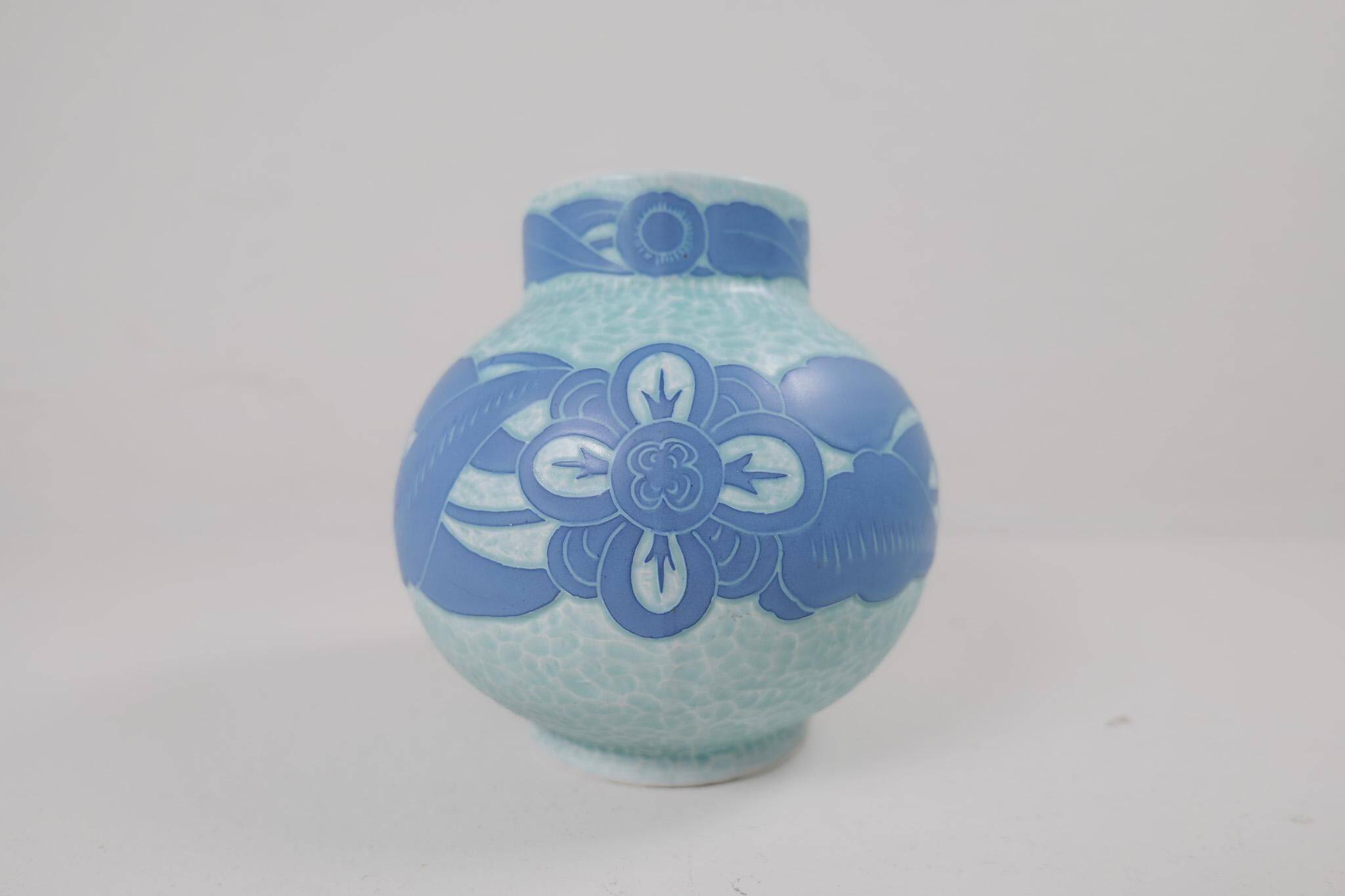Art Deco Vase Gustavsberg Sgraffito Josef Ekberg, Sweden, 1922