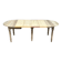 Round extendable dining table with flaps, stripped in raw oak, with 4 extensions.