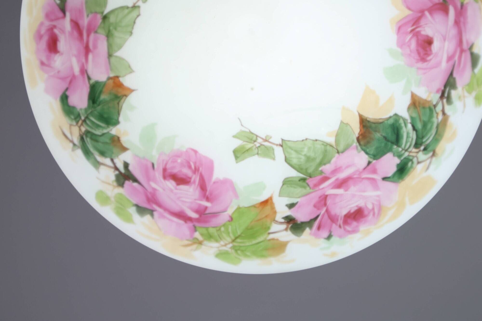 Vintage Glass Chandelier with Floral Decorations, Gallè Style, 1960