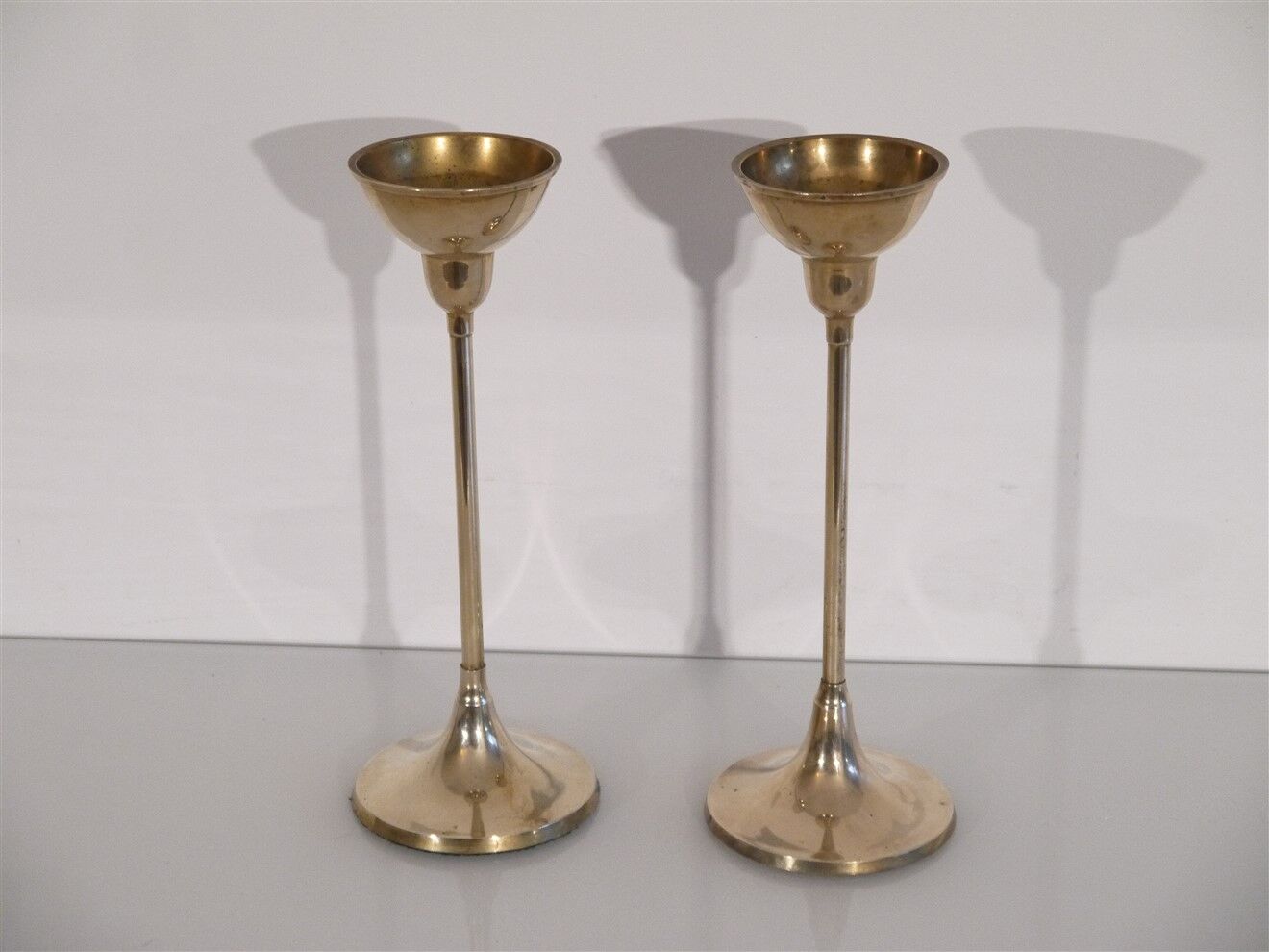 Pair of scandinavian brass candle holders 1970