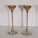 Pair of scandinavian brass candle holders 1970