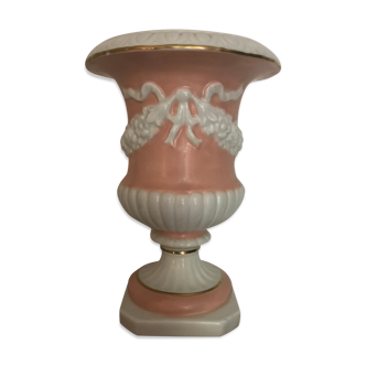 Medici VASE in enamelled earthenware with floral frieze decoration, signed and numbered