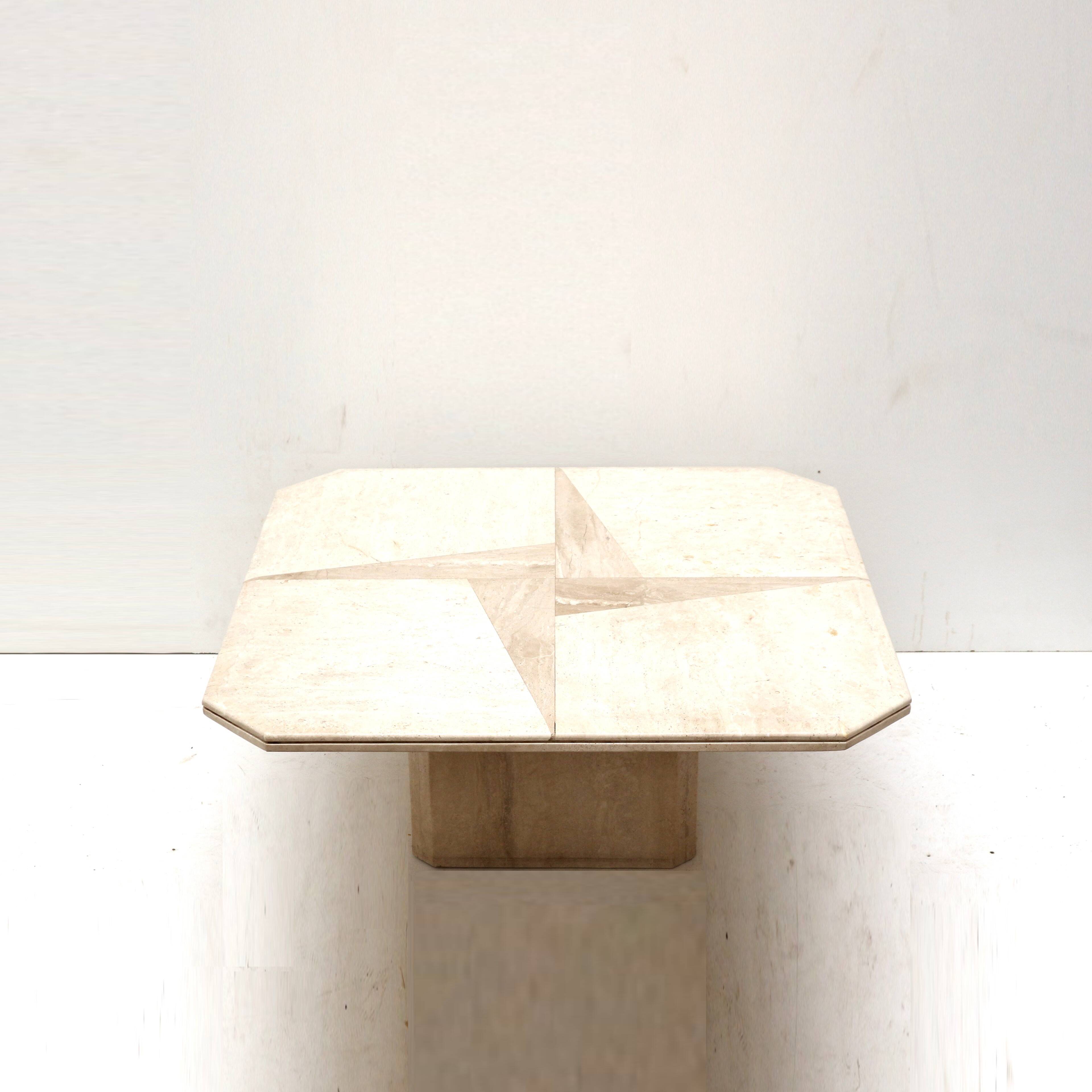 Vintage square travertine coffee table made in the 80s