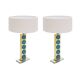 Mid-Century Modern Style Light Blue Murano Glass and Brass Pair of Table L