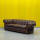 Chesterfield 3-seater sofa – Handmade brown leather