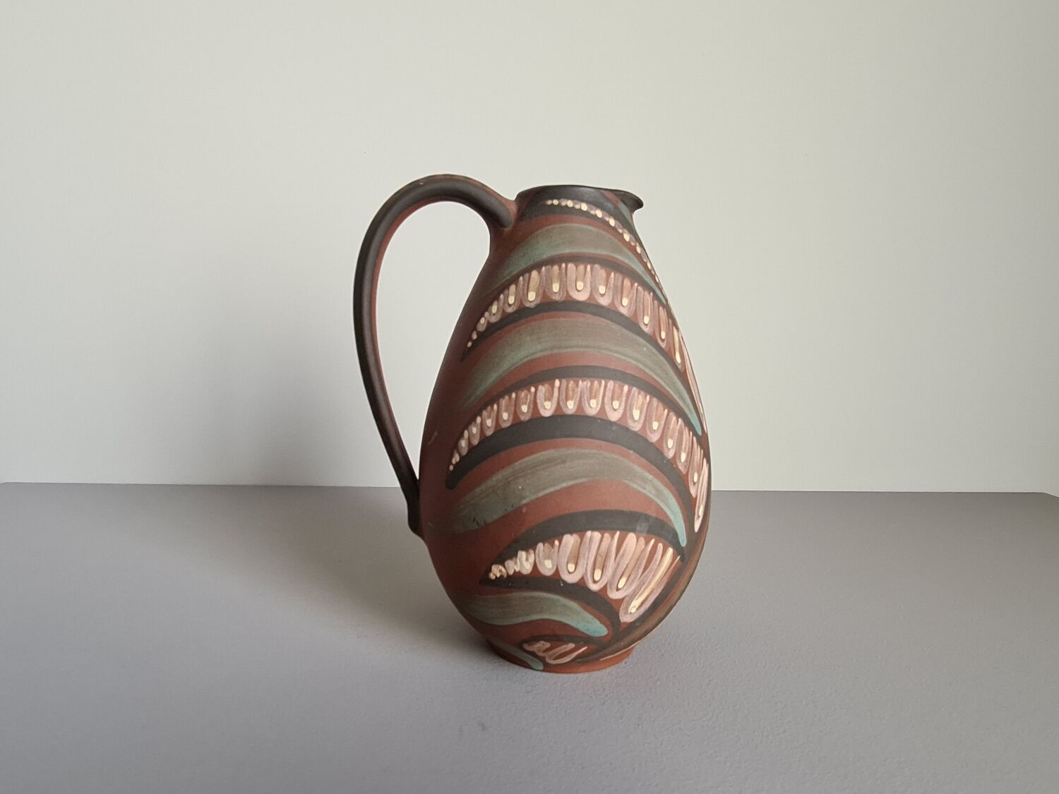 60 year pitcher / arts and crafts / collectible ceramics / vintage / signed / Mid-Century