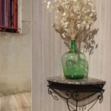 Wrought iron and marble corner shelf
