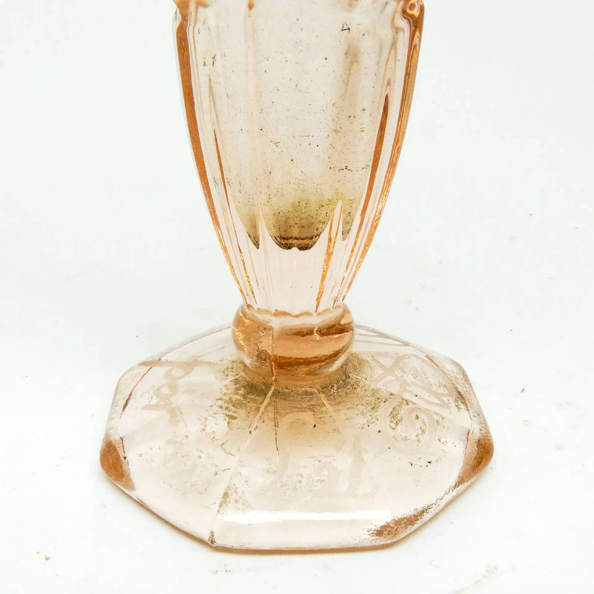 Art Deco vase, pressed rosé glass, Sweden, 1960s
