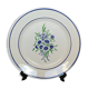 Plat ancien Badonviller modèle francine fleurs bleues et vertes au pochoir