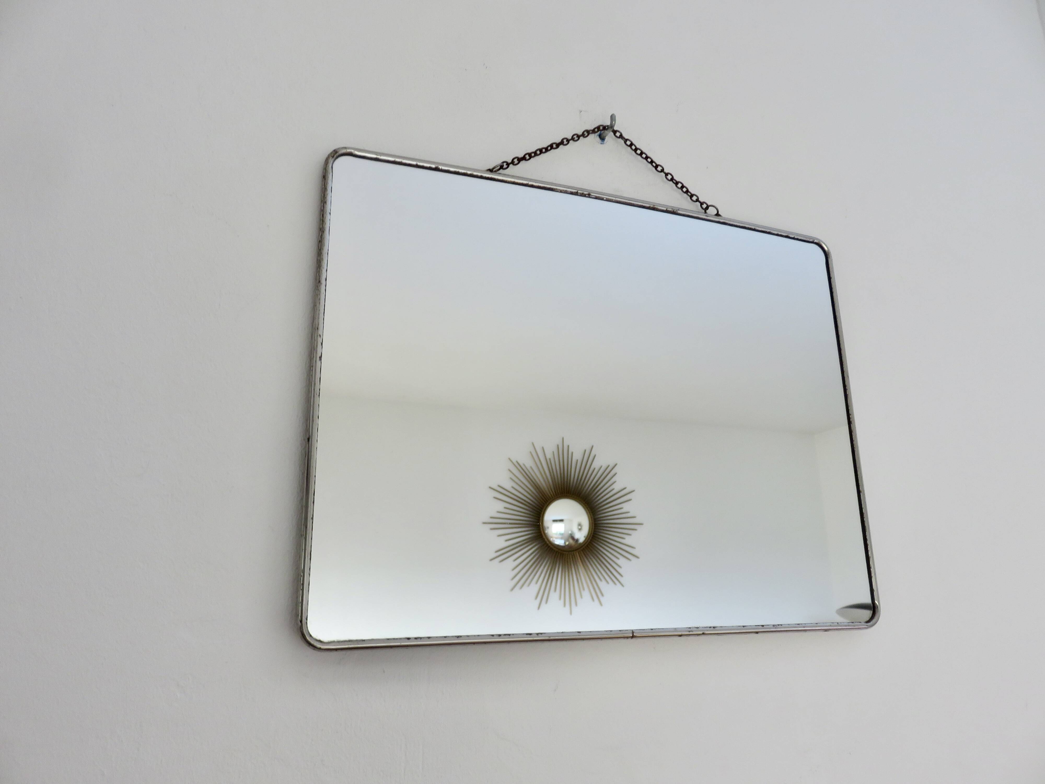 Very old XXL barber mirror with chain, art deco 40s 50s