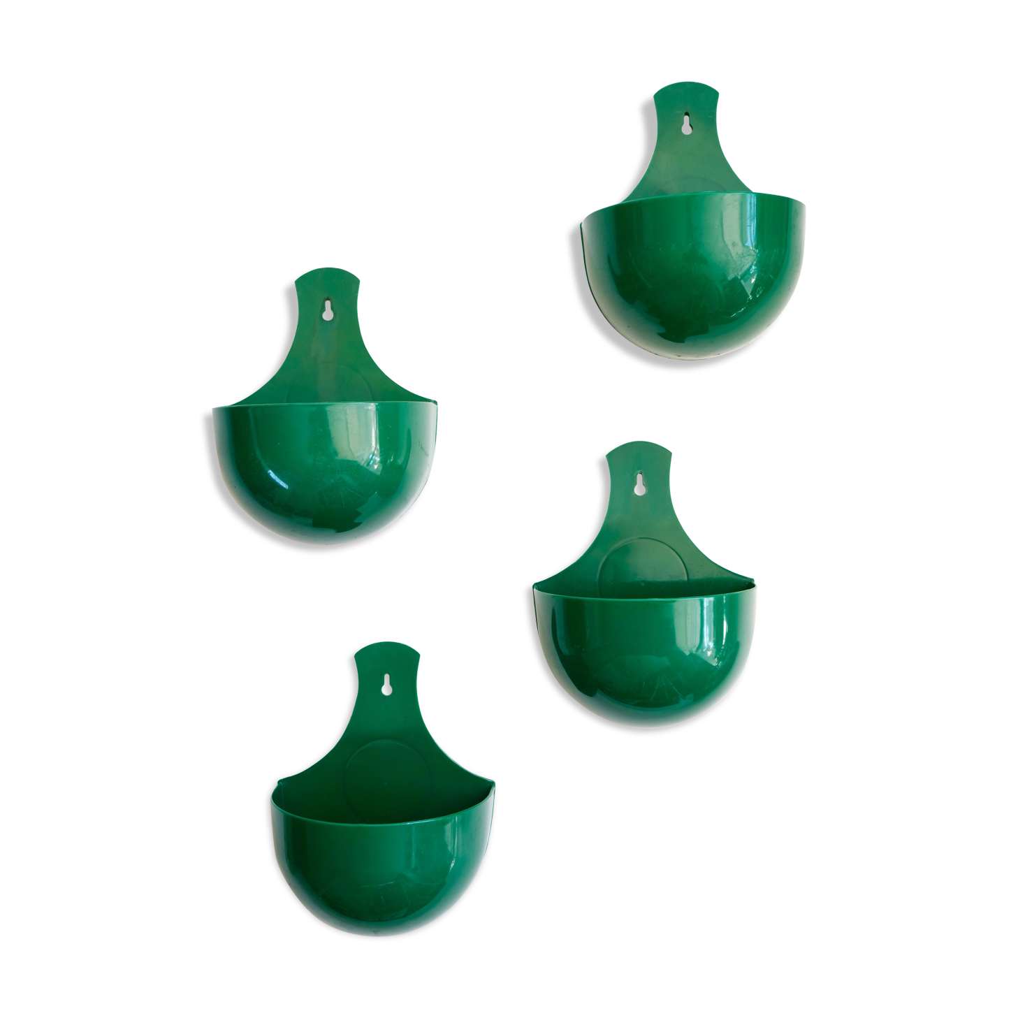 Set of 4 wall planter in green half-sphere