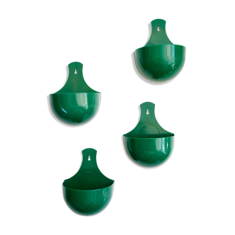 Ensemble de 4 jardinière murale en demi-sphère verte