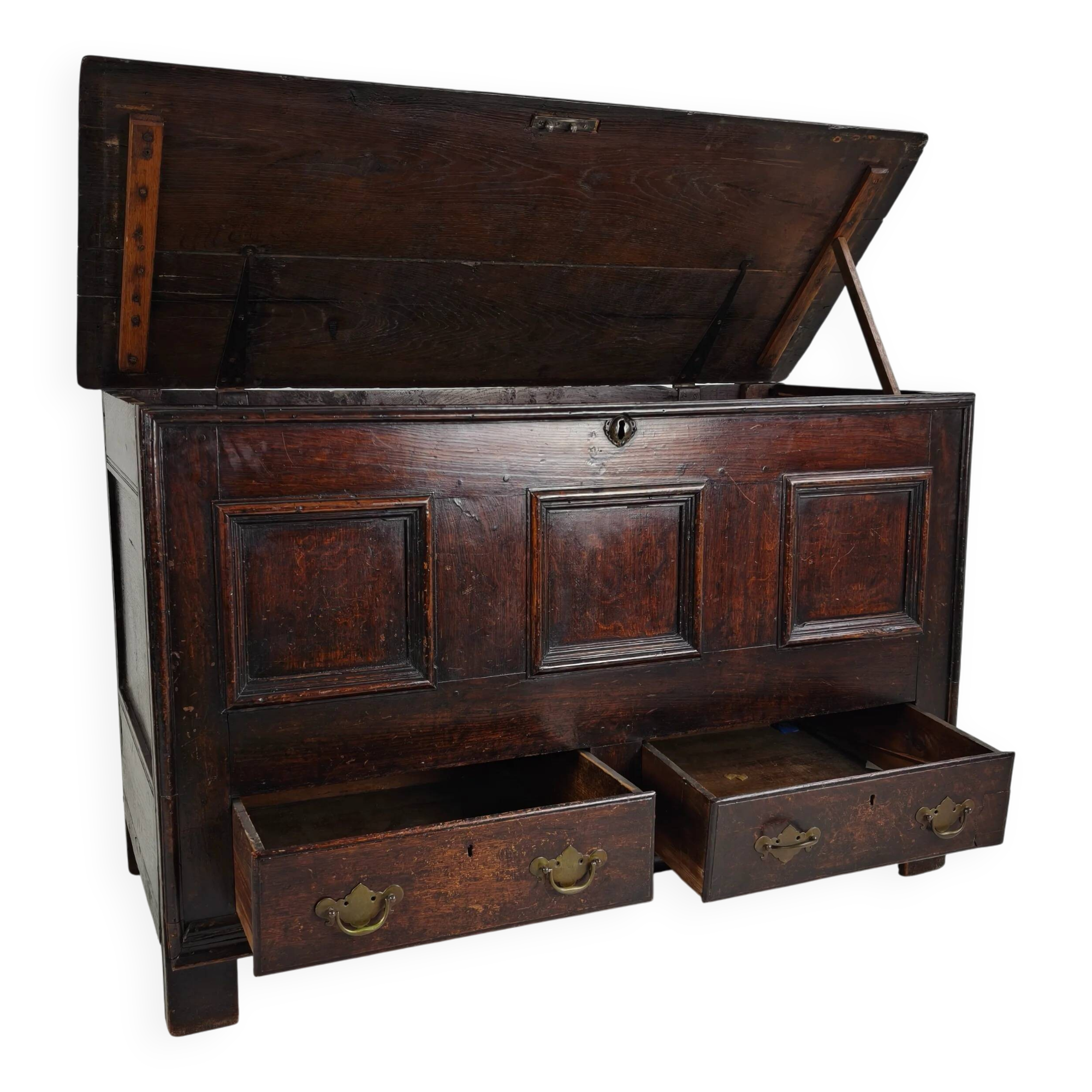 Antique 18th century Georgian oak mule chest / coffer / blanket box