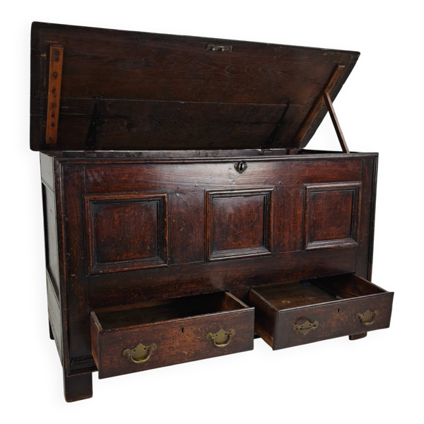 Coffre en chêne géorgien du XVIIIe siècle / coffre / boîte à couvertures antique