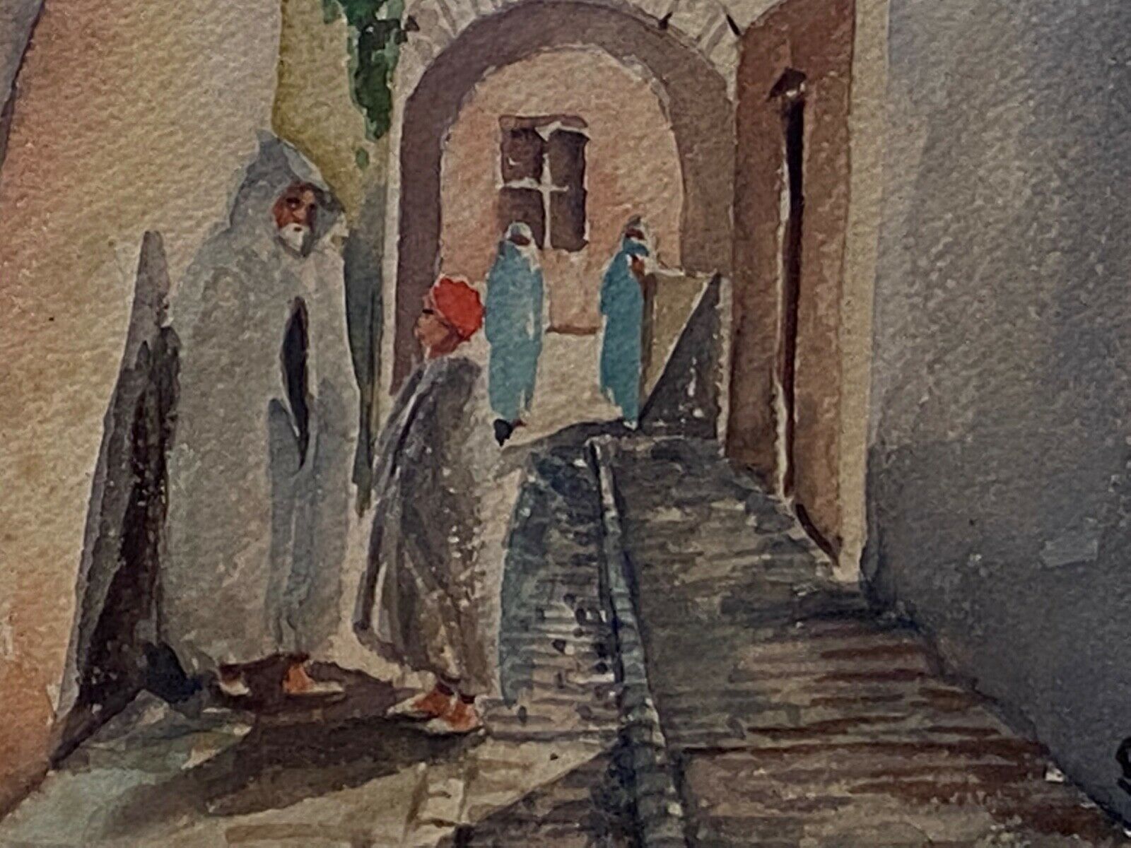 Orientalist painting watercolor tunisia north africa g-trombik 1939
