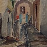 Orientalist painting watercolor tunisia north africa g-trombik 1939