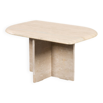 Petite table basse italienne en travertin du milieu du siècle, années 1970