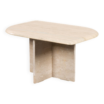 Petite table basse italienne en travertin du milieu du siècle, années 1970