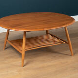 Retro vintage solid elm Ercol model 454 supper table, coffee table