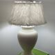 70s satin ceramic lamp and fur shade