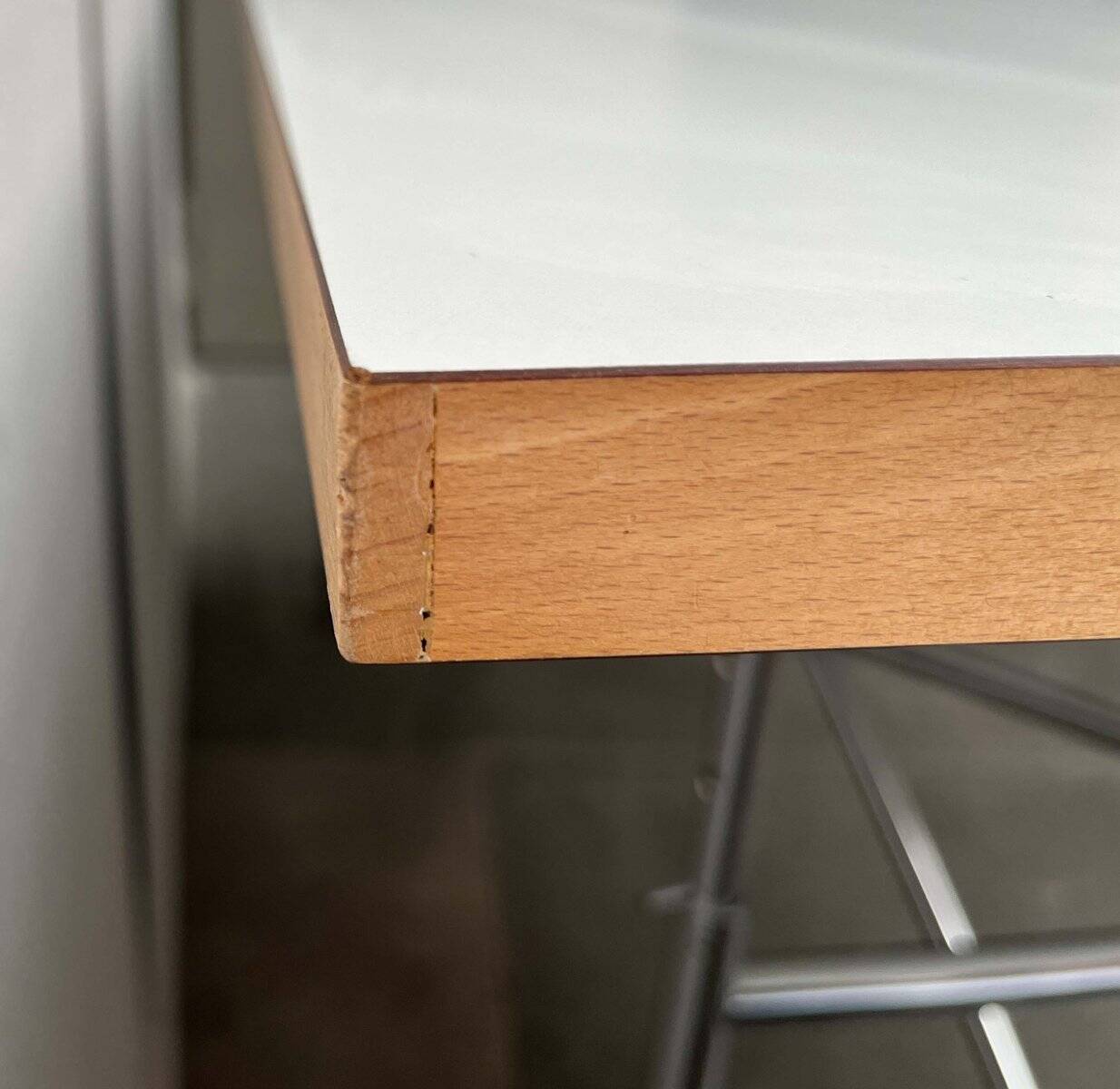 Minimalist chrome table for office or dining room by Egon Eiermann for Wieland.