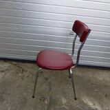 Red leatherette chair with chrome legs, vintage 1960/1970