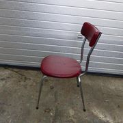 Red leatherette chair with chrome legs, vintage 1960/1970