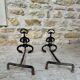 Pair of 19th-century brass lion andirons