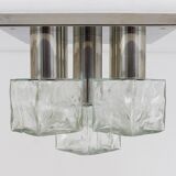 Ceiling light or wall sconce J.T. Kalmar in cubic glass, Austria, 1960s.