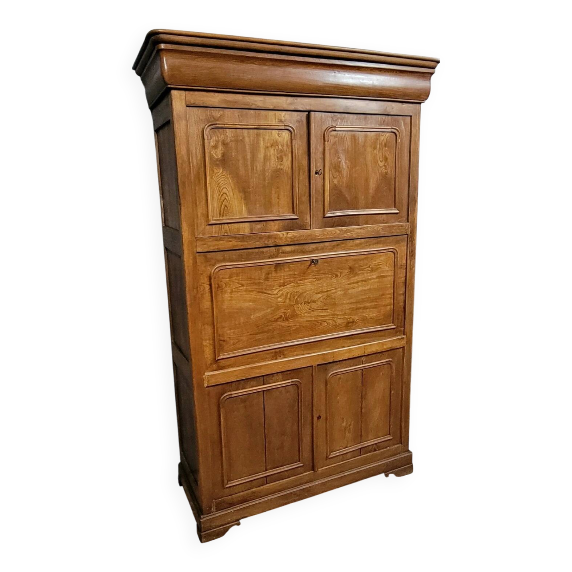 Secrétaire cabinet a cache secrète époque Louis Philippe en frêne et orme