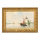 Tableau Marine Xix - Landscape of Mills and Boats - Signed E. Vannier