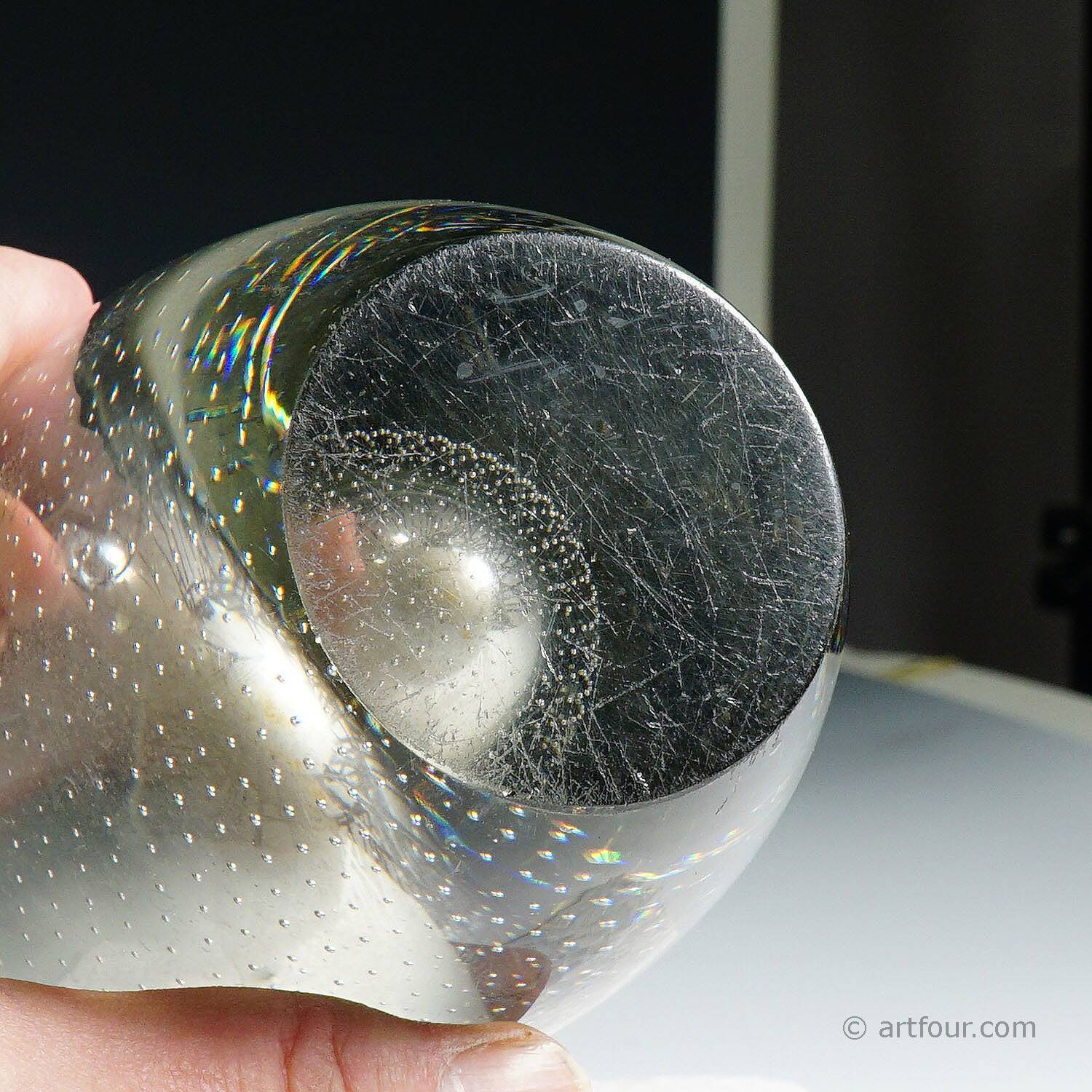 Vintage art glass vase by Gunnel Nyman for Nuutajarvi Notsio, 1940s.