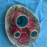 Ensemble de barbotines art nouveau composé d'un plat et de 3 pots collector