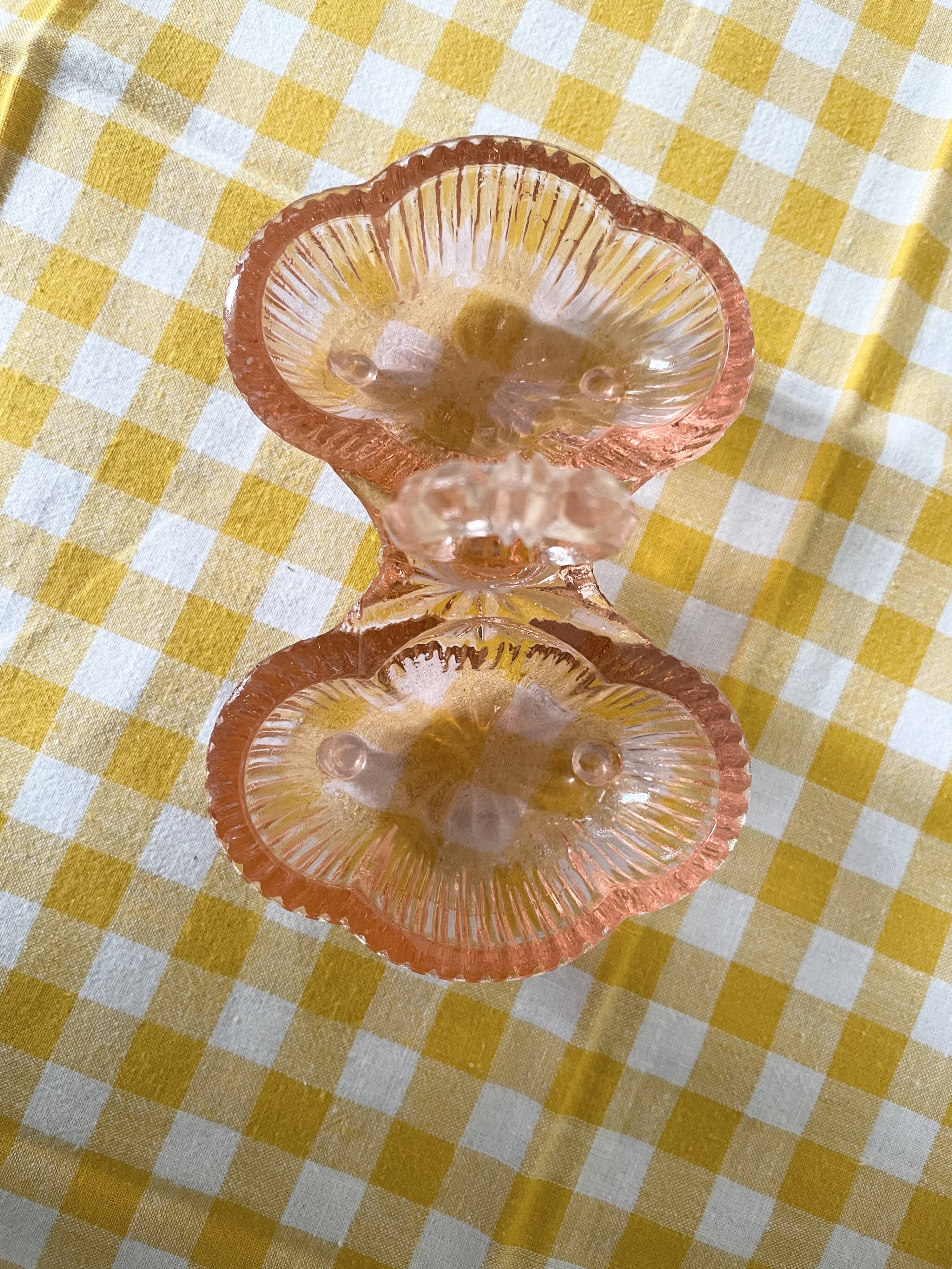 Pink molded double glass salt shaker