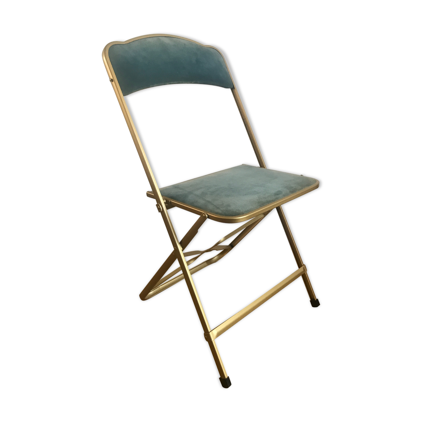 Chaise pliante vintage Chaisor en velours bleu