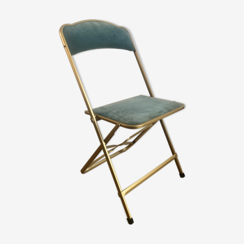Chaisor vintage folding chair in blue velvet