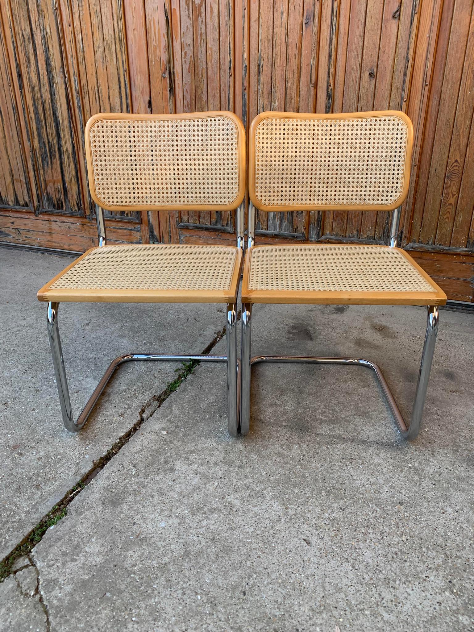 Pair of mid century Cesca chairs by Marcel Breuer