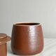 Antique butter dish in burgundy glazed stoneware