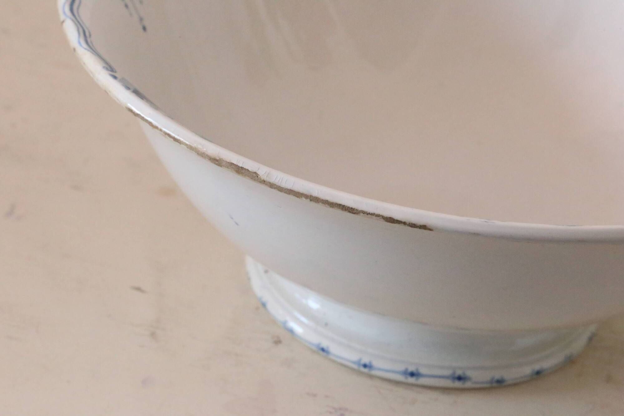 Large Terre de Fer salad bowl, Saphir model, Sarreguemines, French manufacturer