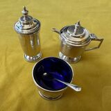 Service à Condiments Art Déco en Argent Massif Walker & Hall 1940