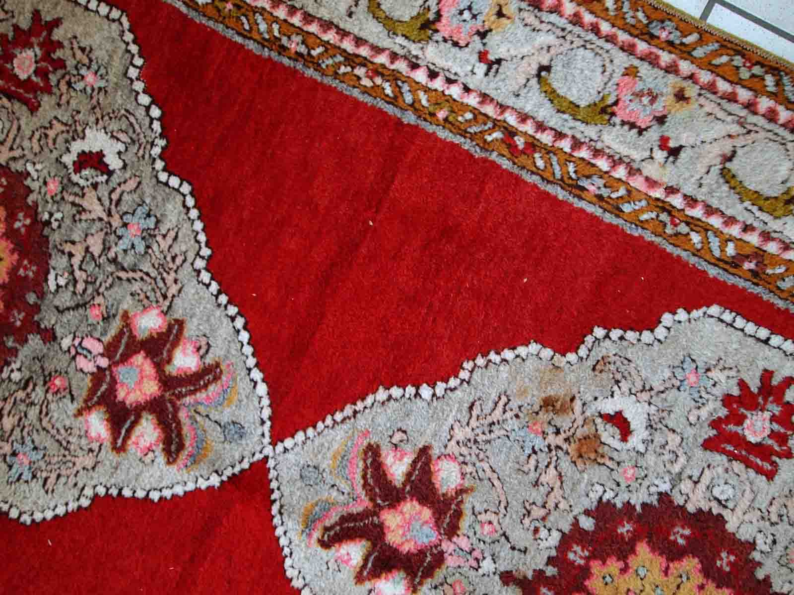 Vintage turkish oushak handmade carpet 110cm x 340cm 1940s, 1c515