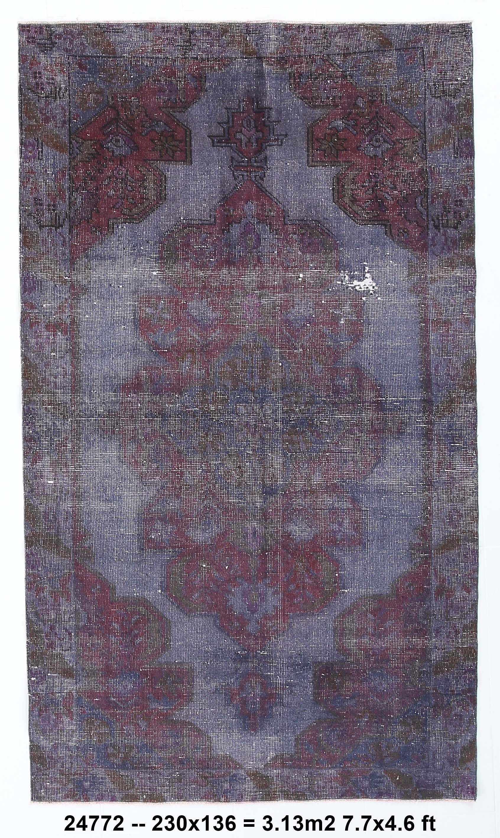 4x7 Burgundy & Blue Oriental Classic Turkish Vintage Rug, 136x230Cm