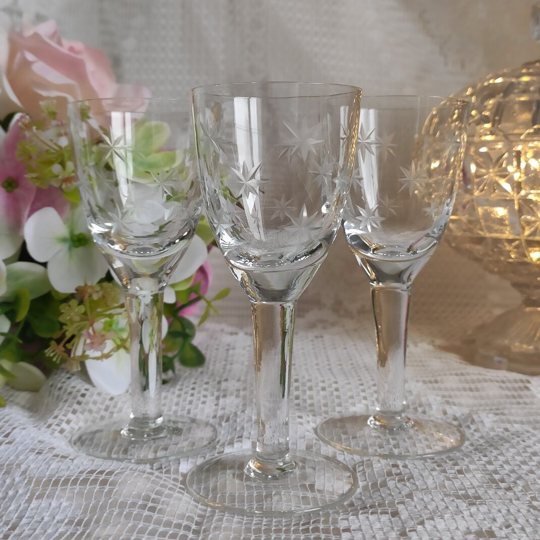 3 antique crystal port glasses