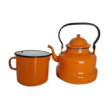 Enameled sheet metal teapot