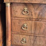 Empire-style chest of drawers with 4 drawers in light walnut, 19th century.