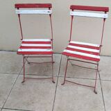 Pair of folding garden bistro chairs, 1900s, vintage