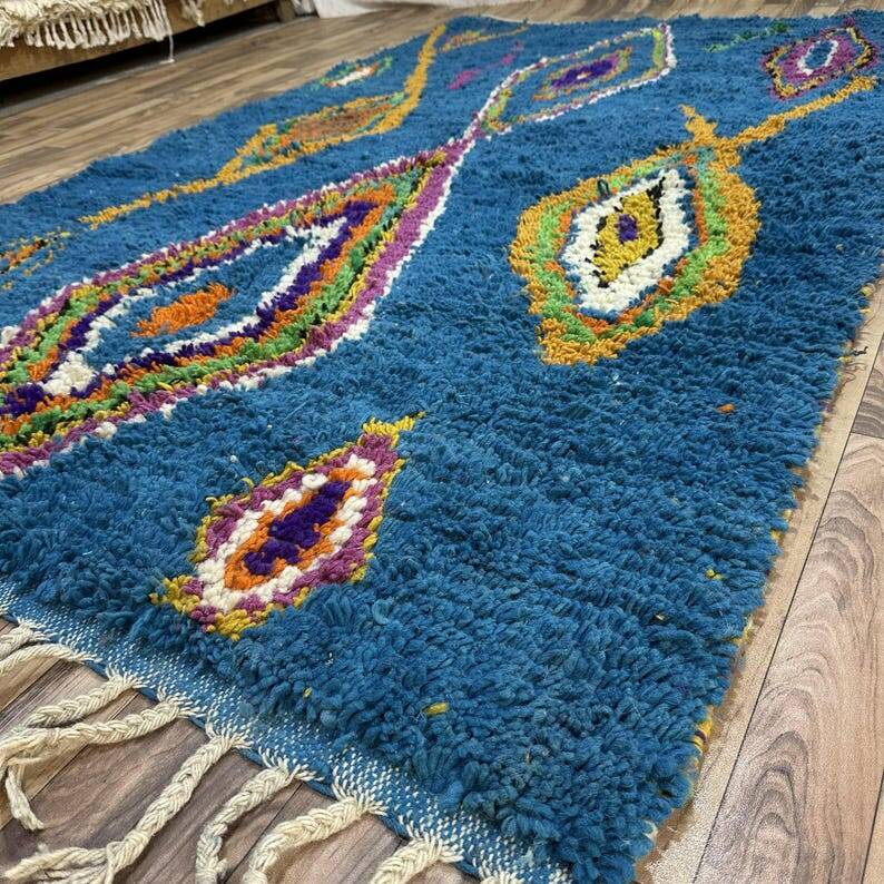 Teal blue Moroccan rug 150/250cm