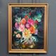 Oil on cardboard still life bouquet of flowers 1960