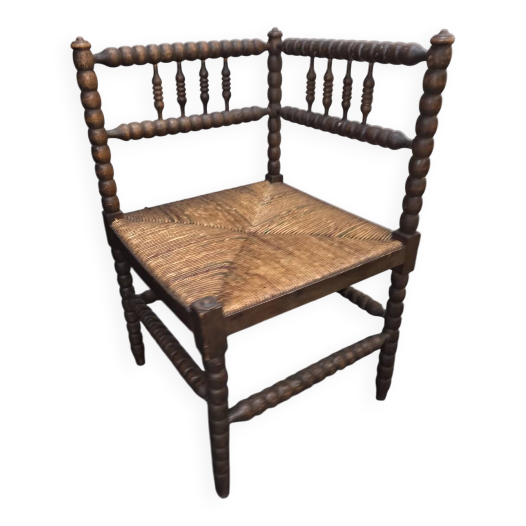 Antique corner fireplace armchair