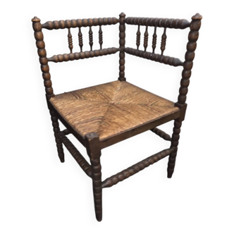 Antique corner fireplace armchair